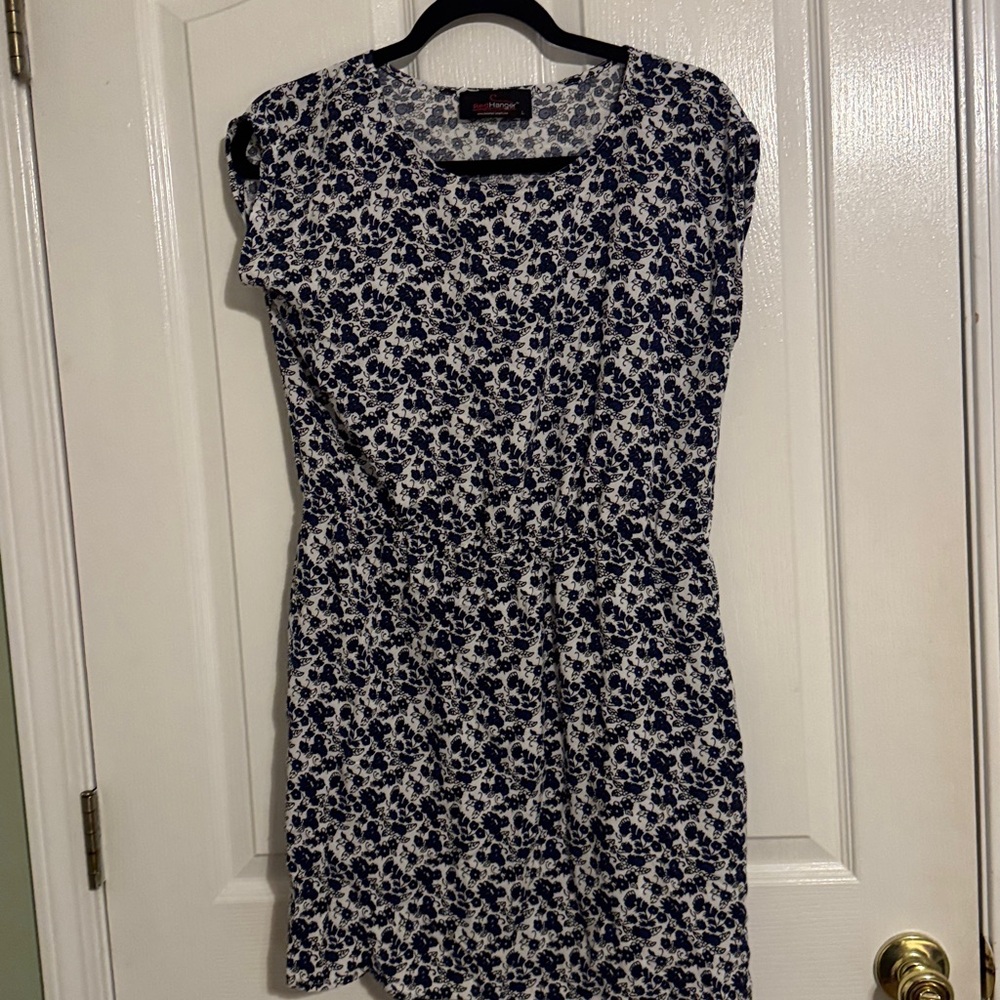 Elegant Blue and White Floral Mini Dress